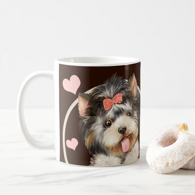 Caneca De Café Yorkshire Terrier Puppy Dog Cada Snack que você fa (Com Donut)