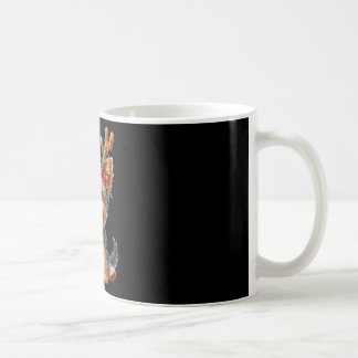 Caneca De Café Yorkshire Terrier Reindeer Santa Hat Xmas Luzes C