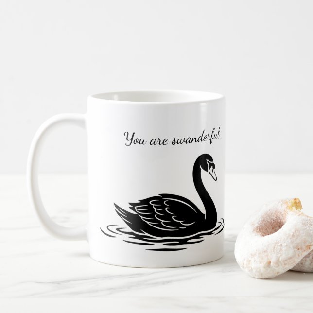 Caneca De Café You are swanderful black swan Funny Goth Gift (Com Donut)