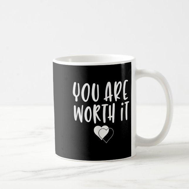 Caneca De Café You Are Worth It Cute Motivational Women Hearts De (Direita)