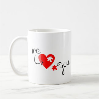 Caneca De Café You Complete Me" Heart Puzzle – Gift for Couples