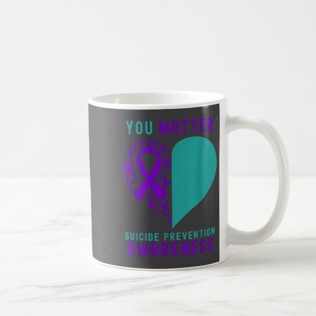 Caneca De Café You - Heart &amp; Ribbon Design Suicide Prevention (Direita)