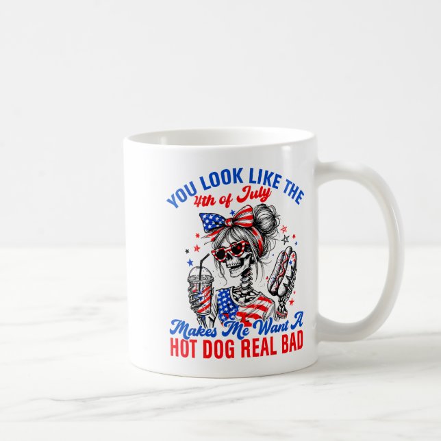 Caneca De Café You Look Like The 4th Of July Makes Me Want Hotdog (Direita)