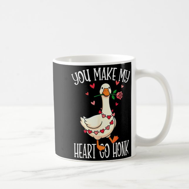 Caneca De Café You Make My Heart Go Honk Valentine Goose  (Direita)