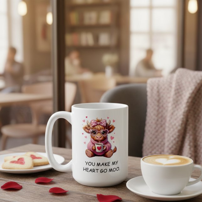 Caneca De Café You Make My Heart Go Moo Funny Valentines  Day (Criador carregado)