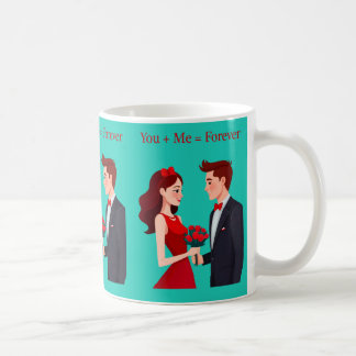 Caneca De Café You + Me = Forever Romantic Couple Mug