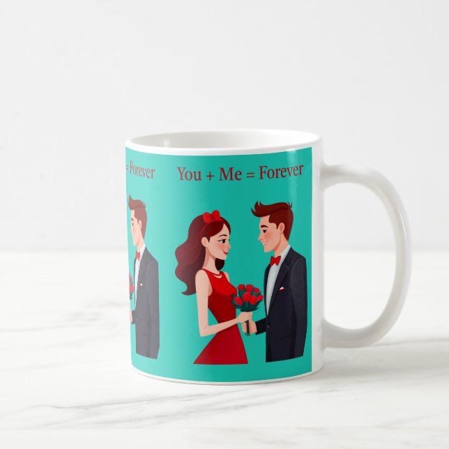 Caneca De Café You + Me = Forever Romantic Couple Mug (Direita)
