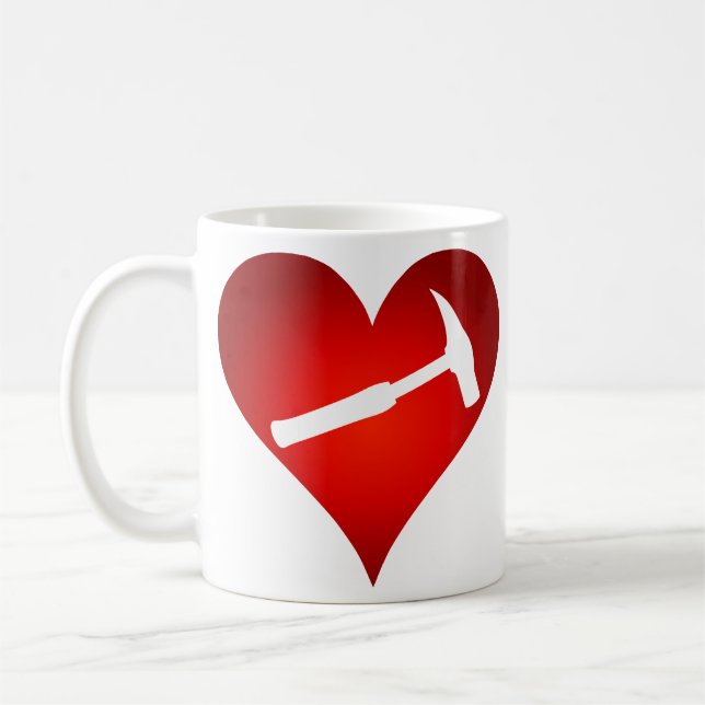 Caneca De Café You Rock My World: Rock Hammer Heart (Direita) (Esquerda)