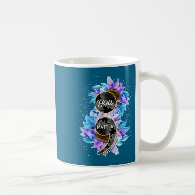 Caneca De Café You Suicide Prevention Awareness Semicolon Sunflow (Direita)