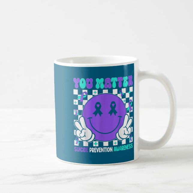 Caneca De Café You Suicide Prevention Awareness Teal Purple Ribbo (Direita)