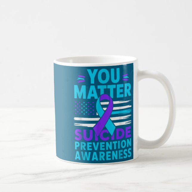 Caneca De Café You Suicide Prevention Awareness Teal Purple Ribbo (Direita)