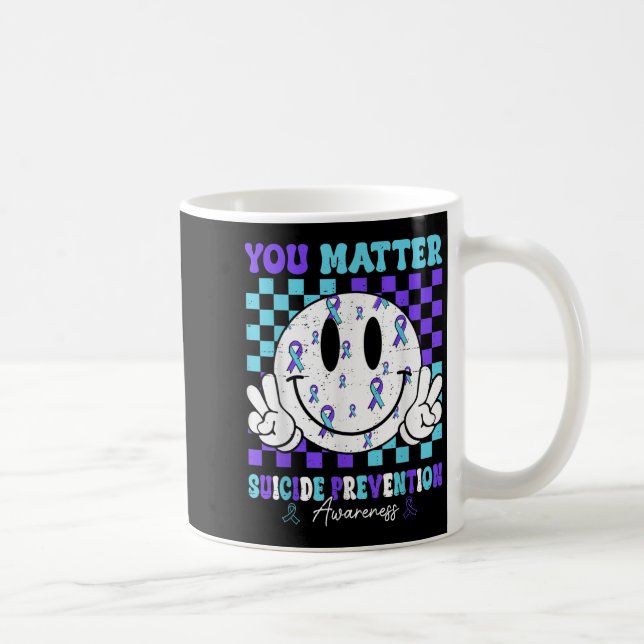 Caneca De Café You Teal Purple Ribbon Suicide Prevention Awarenes (Direita)
