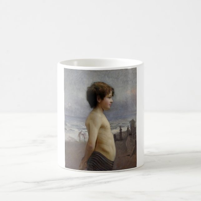 Caneca De Café Young Boy at the Beach (por Jules Bastien-Lepage) (Centro)