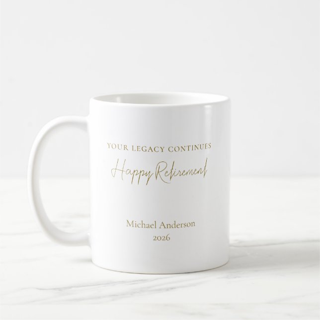 Caneca De Café Your Legacy Continues Personalized Retirement Gift (Esquerda)