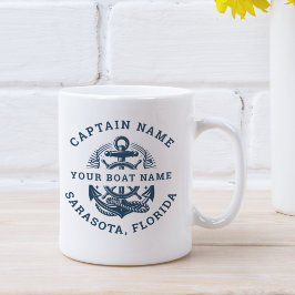 Caneca De Café Your Name of Boat Vintage Anchor