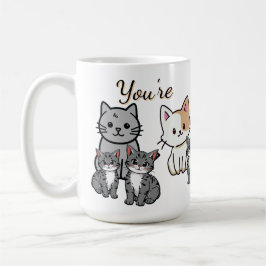 Caneca De Café You're Purr-fect Animated Cat and Hearts 