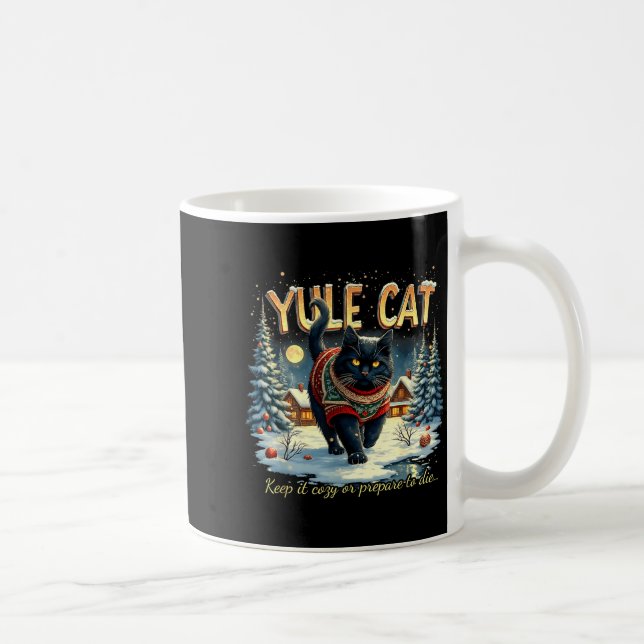 Caneca De Café Yule Cat Keep It Cozy Funny Winter Quote  (Direita)