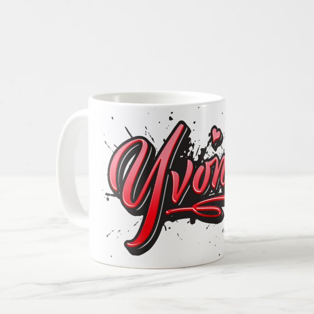 Caneca De Café Yvonne red Heart Graffiti Tasse Kaffeetasse (Frente Esquerda)