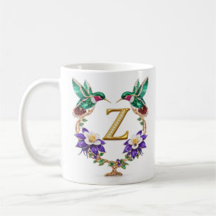 Caneca de Café Z Monograma Beija-Flor Luxuosa Joal