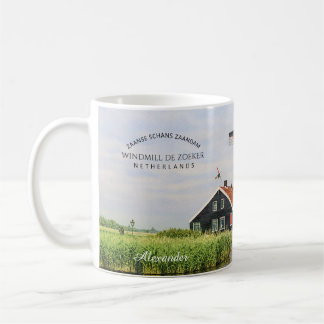 Caneca De Café   Zaanse Schans Windmill Watercolor Dutch