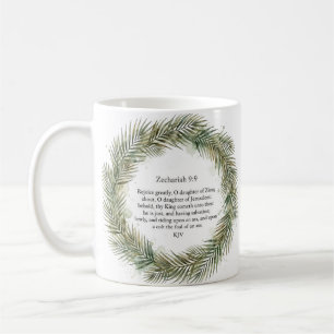 Caneca De Café Zacarias 9 9 KJV Teu Rei Vem Coroa de Palmas