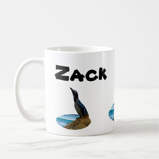 Caneca De Café Zack Name With Penguin, Coffee Mug (Esquerda)