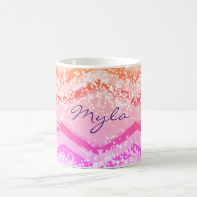 Caneca De Café Zag Personalizada de Ombre Rosa (Centro)