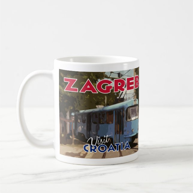 Caneca De Café Zagreb, Visite a Croácia Eu Amo Coffee Mug (Esquerda)
