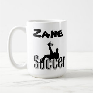 Caneca De Café Zane Name With Soccer Design, Coffee Mug