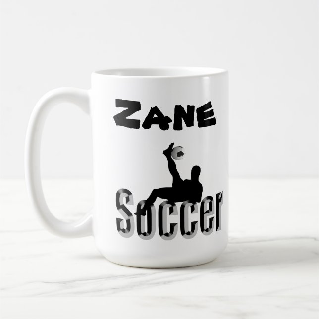 Caneca De Café Zane Name With Soccer Design, Coffee Mug (Esquerda)