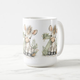 Caneca De Café Zebra alfabeto adorável de animais bebês aquarela