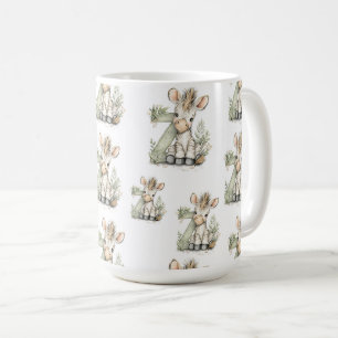 Caneca De Café Zebra alfabeto de animal de bebê em aquarela fofa