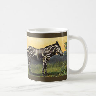 Caneca De Café Zebra Antiga na Savana Africana, Animal Selvagem