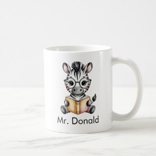 Caneca De Café Zebra Bebê Fofo Personalizado Lendo um Livro