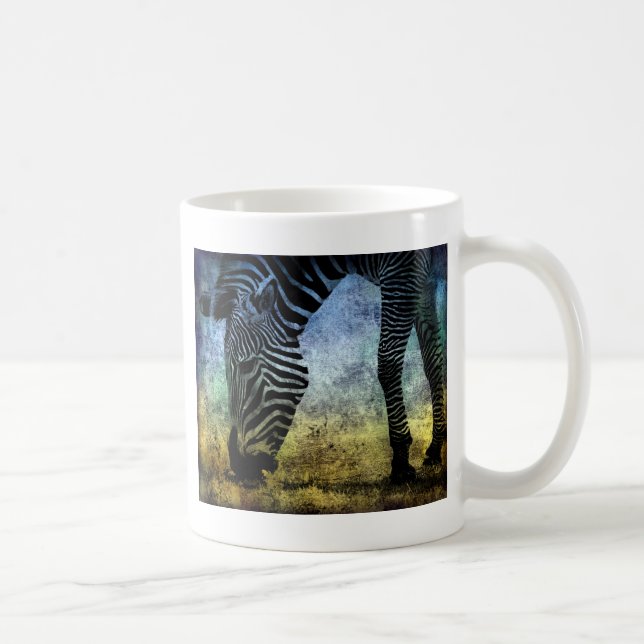 Caneca De Café Zebra Blue e Green Grunge (Direita)