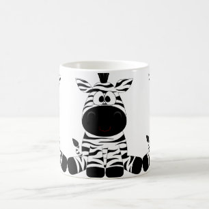 Caneca De Café Zebra bonito, engraçada, feliz dos desenhos