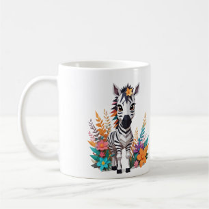 Caneca De Café Zebra Brincando Adorável E Divertido Animal Colori