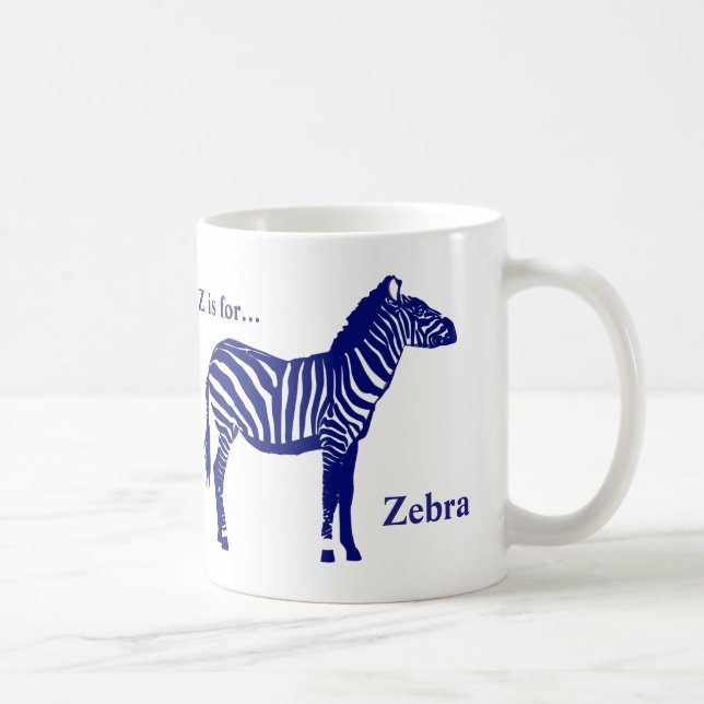 Caneca De Café Zebra - Cobalto Azul e Branco (Direita)