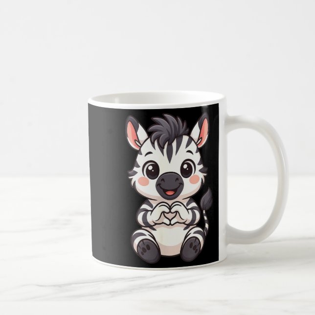 Caneca De Café Zebra com coração mulheres meninas crianças coraçã (Direita)