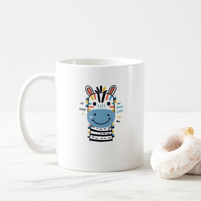 Caneca De Café Zebra Feliz (Com Donut)