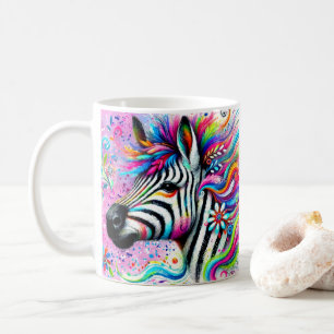 Caneca De Café Zebra Floral Rosa-Rosa-Rosa-Rosa-Cinzenta Verde-Ma