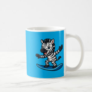Caneca De Café Zebra Fofo de Surfe Animal Divertido Praia Vibraçõ