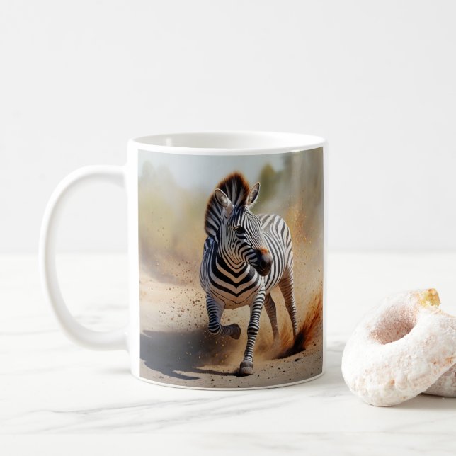 Caneca De Café Zebra na Arte Safari Selvagem Dramática (Com Donut)