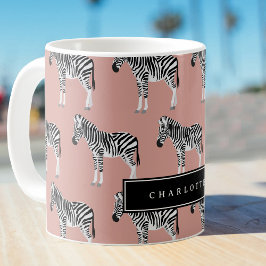 Caneca De Café Zebra - Padrão Animal Exótico, Cor-de-rosa