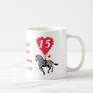 Caneca De Café Zebra romântica personalizada Quinceanera