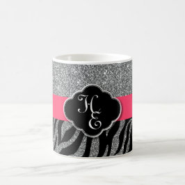 Caneca De Café Zebra Rosa Rosa Cintilante Girly Glitter Adicione 