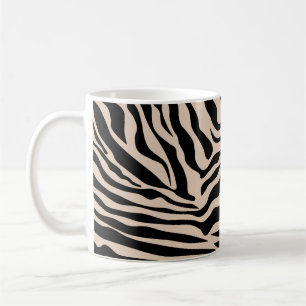 Caneca De Café Zebra Stripes Cream Beige Black Wild