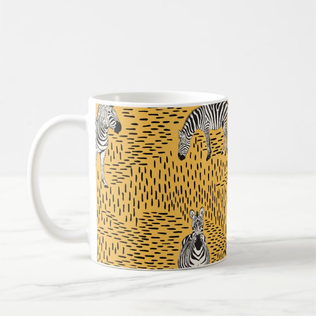 Caneca De Café Zebra stripes: fundo sem costura desenhado à mão. (Esquerda)