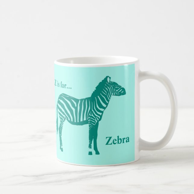 Caneca De Café Zebra - Turquesa e Aqua (Direita)