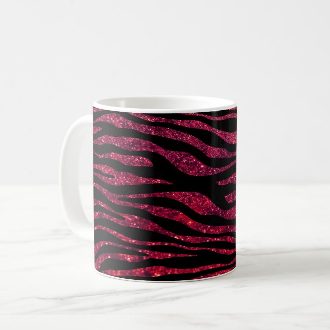 Caneca De Café Zebra vermelha, Zebra brilhante, Impressão Zebra,  (Frente Esquerda)